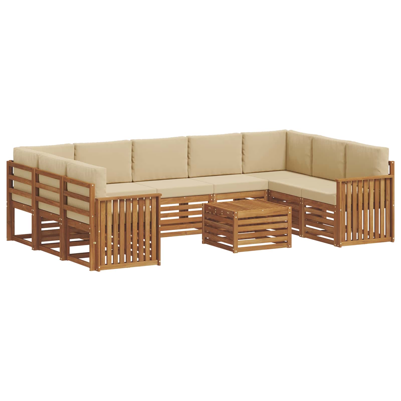 Sofagarnituren 10 pcs Natur und Beige Massivholz Akazie