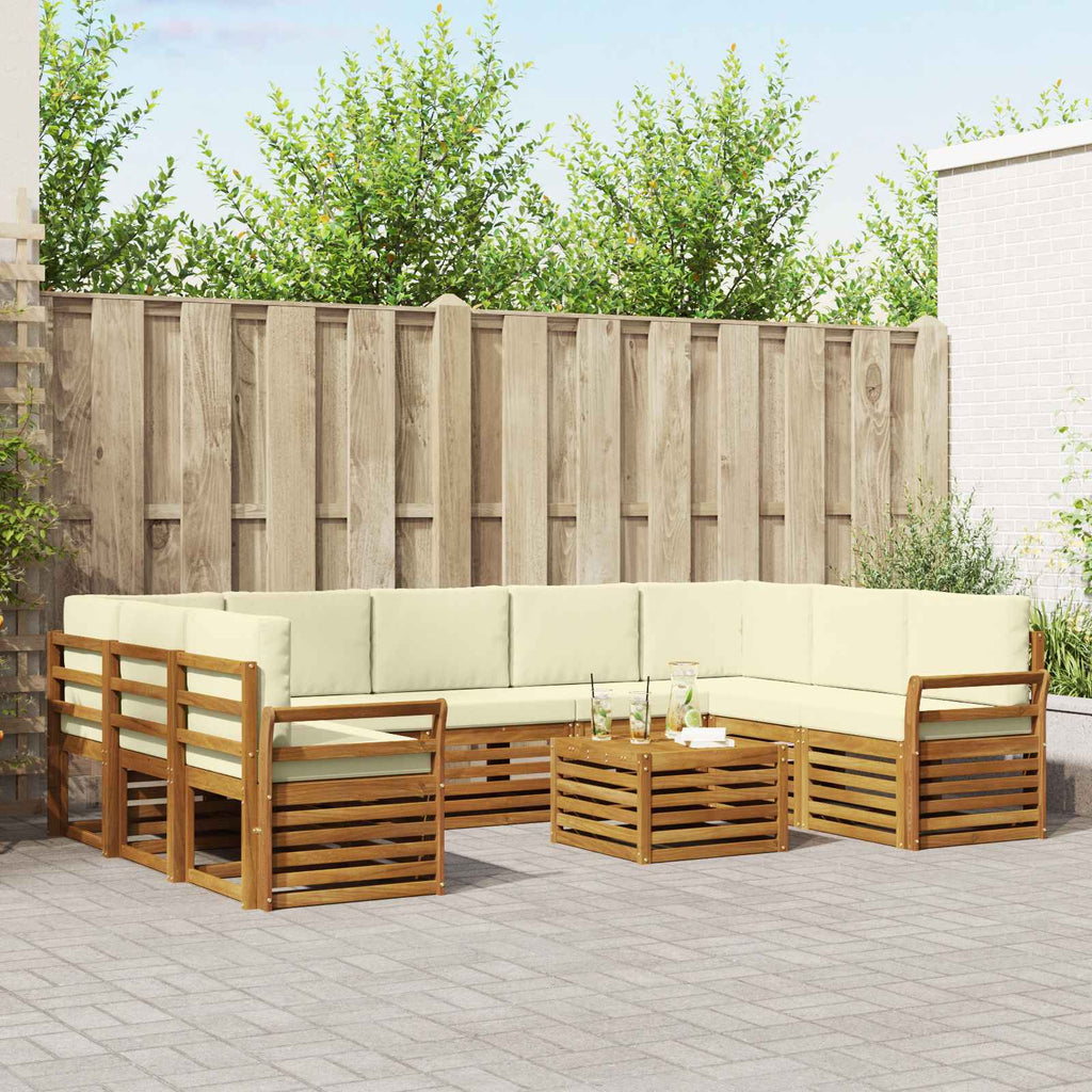 Sofagarnituren 10 pcs Natur und Creme Massivholz Akazie