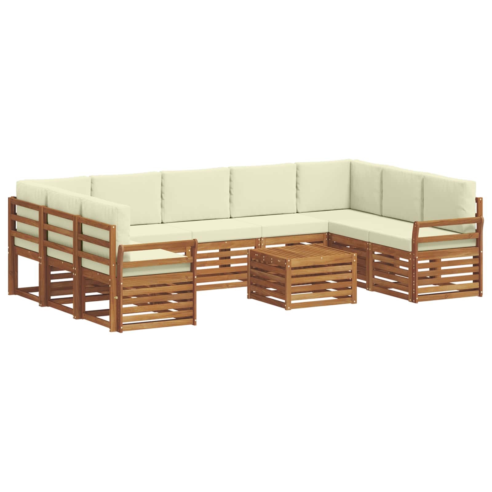 Sofagarnituren 10 pcs Natur und Creme Massivholz Akazie
