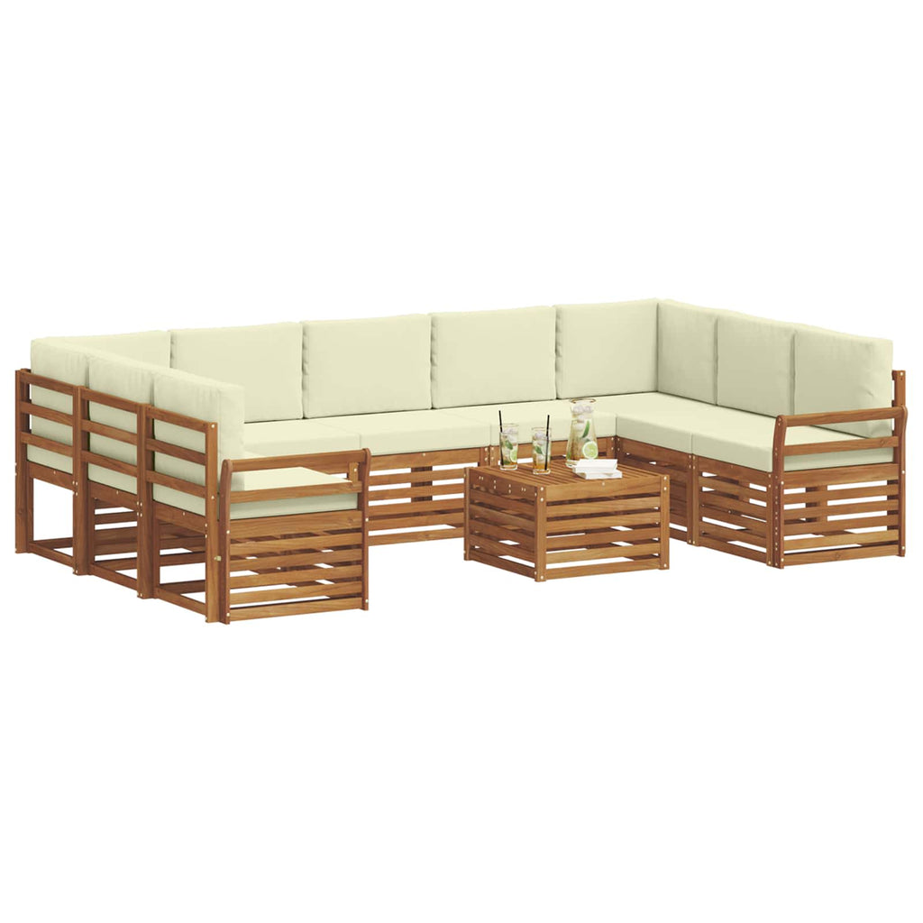 Sofagarnituren 10 pcs Natur und Creme Massivholz Akazie