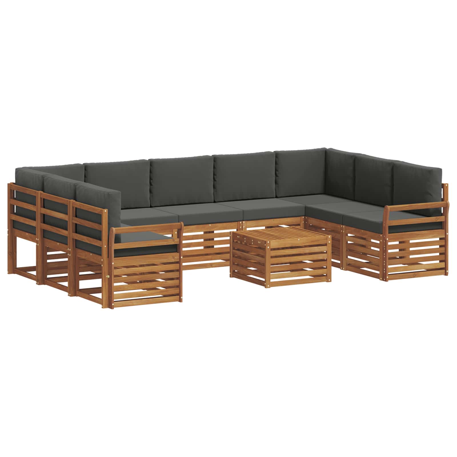Sofagarnituren 10 pcs Natur und Anthrazit Massivholz Akazie