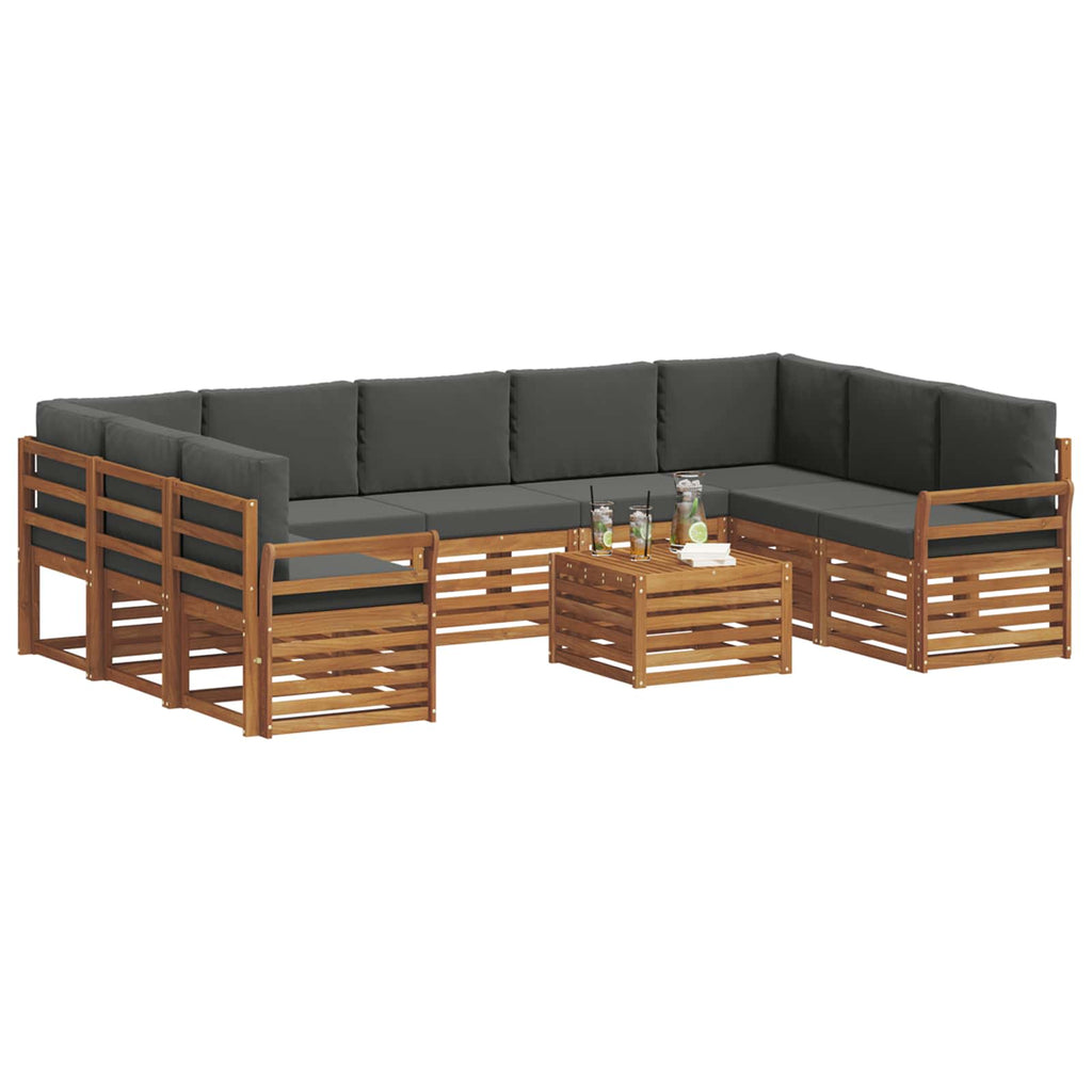 Sofagarnituren 10 pcs Natur und Anthrazit Massivholz Akazie