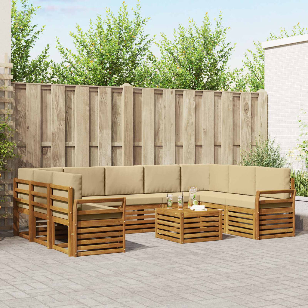 Sofagarnituren 10 pcs Natur und Beige Massivholz Akazie