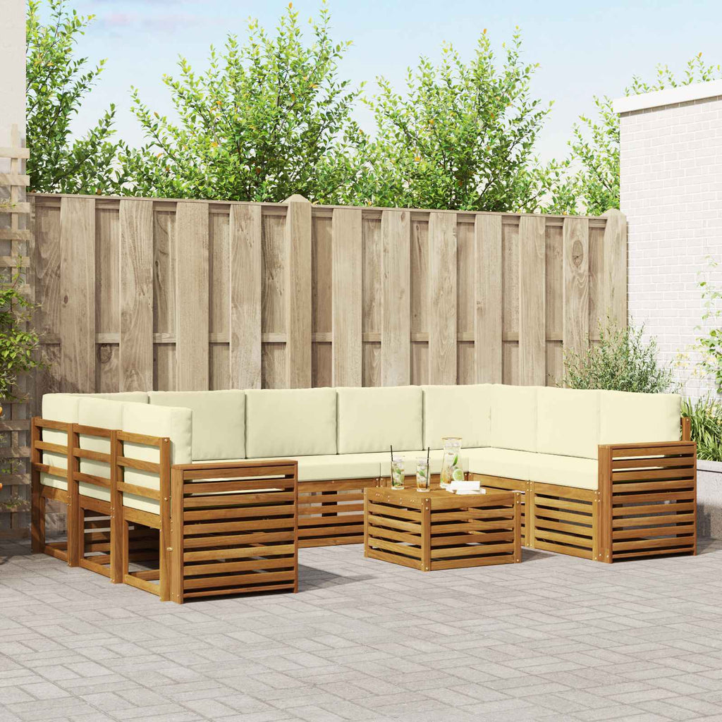 Sofagarnituren 10 pcs Natur und Creme Massivholz Akazie