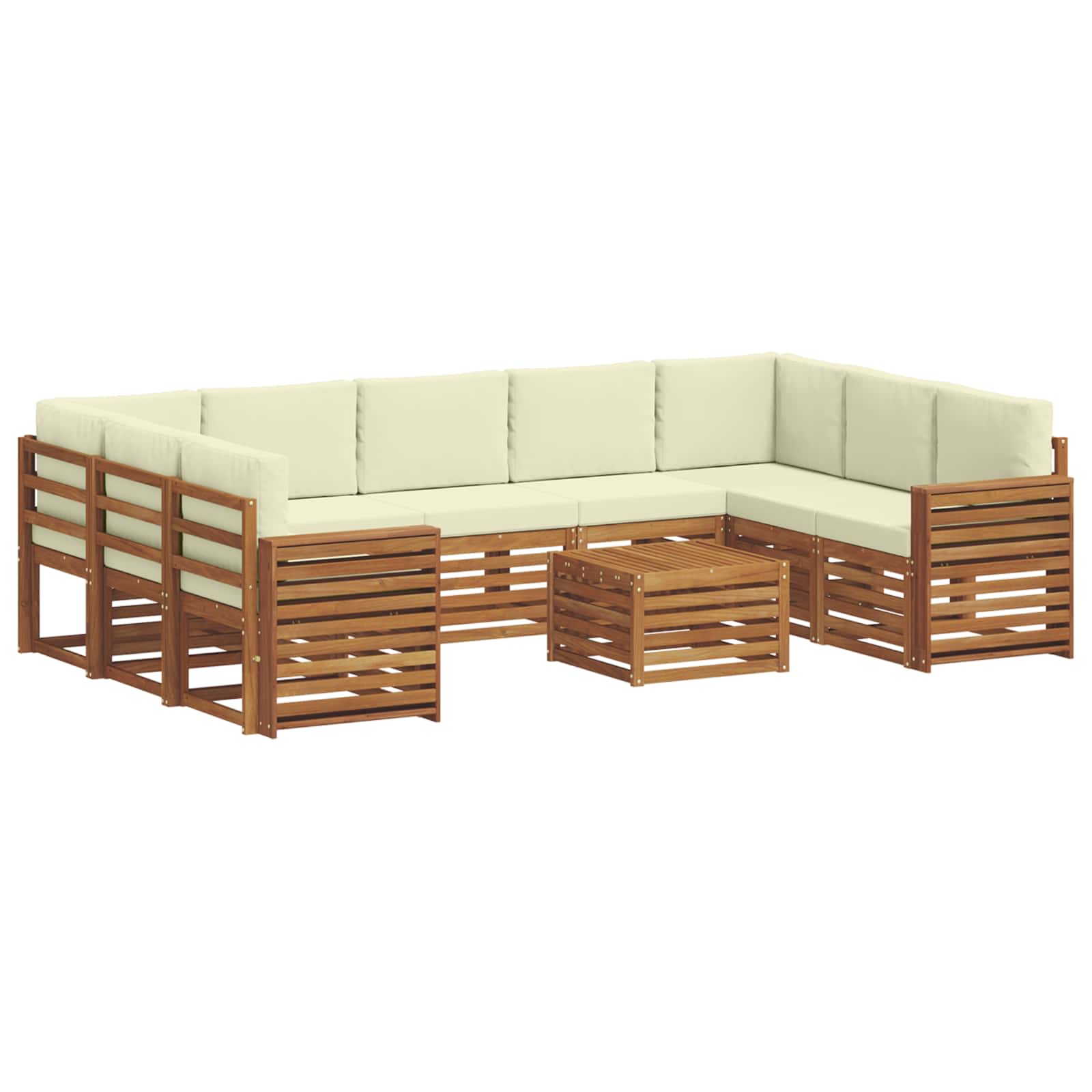 Sofagarnituren 10 pcs Natur und Creme Massivholz Akazie