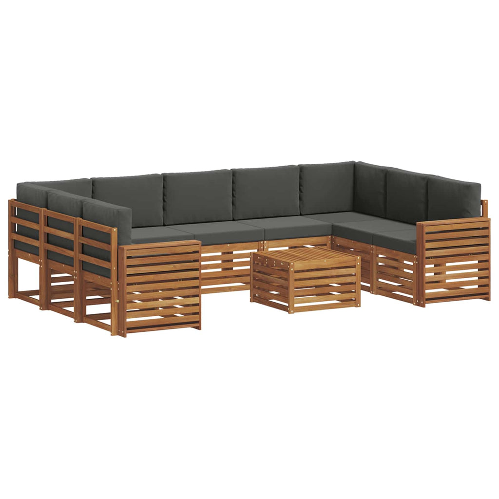 Sofagarnituren 10 pcs Natur und Anthrazit Massivholz Akazie