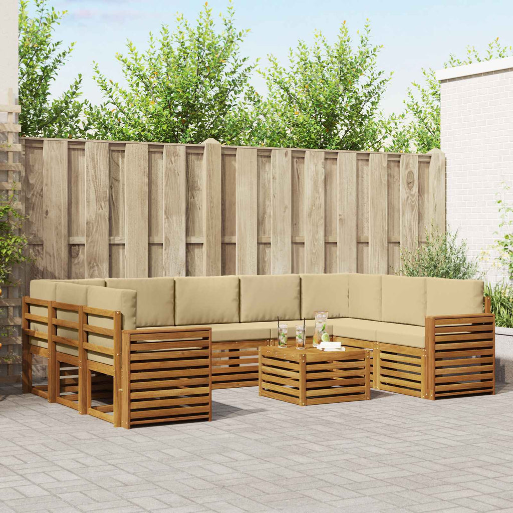Sofagarnituren 10 pcs Natur und Beige Massivholz Akazie