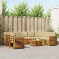 Sofagarnituren 10 pcs Natur und Beige Massivholz Akazie