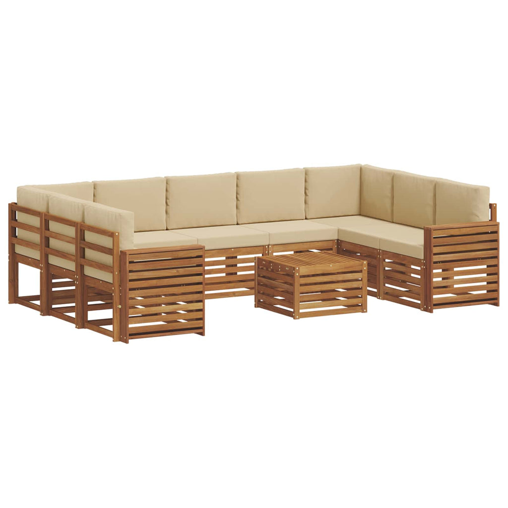 Sofagarnituren 10 pcs Natur und Beige Massivholz Akazie