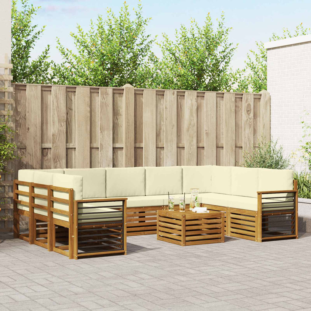 Sofagarnituren 10 pcs Natur und Creme Massivholz Akazie