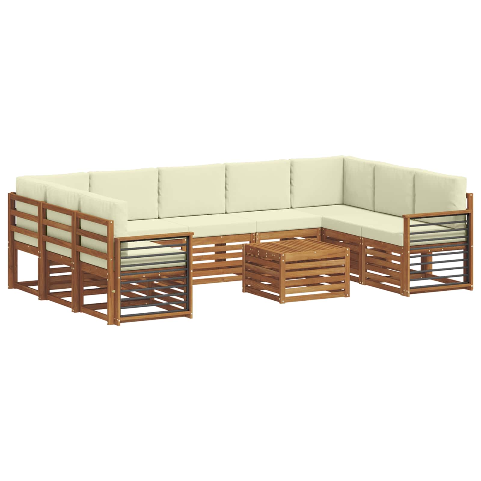 Sofagarnituren 10 pcs Natur und Creme Massivholz Akazie