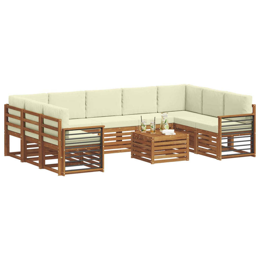 Sofagarnituren 10 pcs Natur und Creme Massivholz Akazie