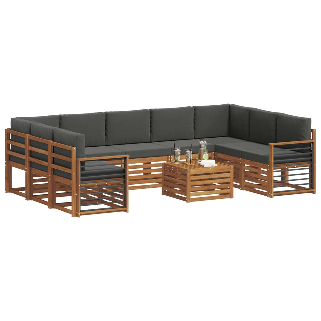 Sofagarnituren 10 pcs Natur und Anthrazit Massivholz Akazie