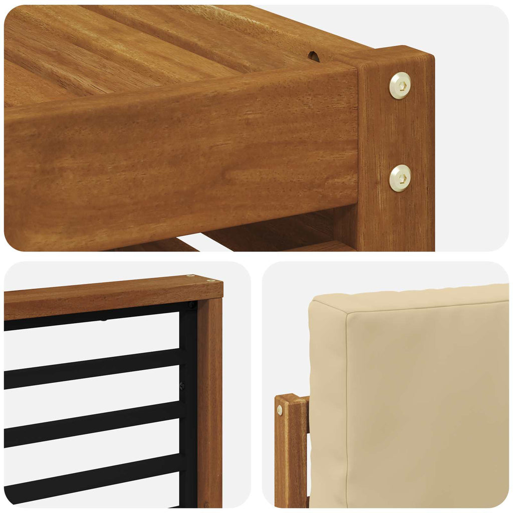 Sofagarnituren 10 pcs Natur und Beige Massivholz Akazie
