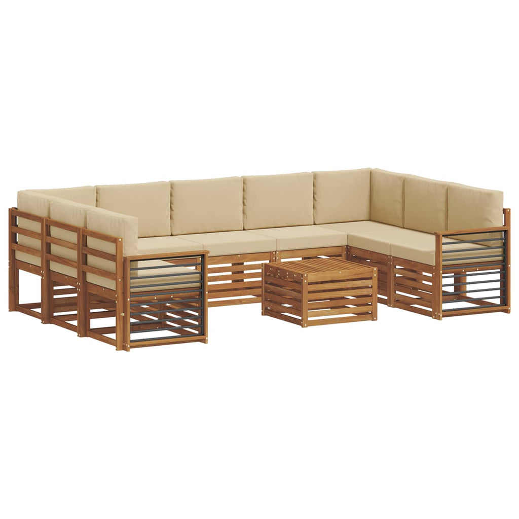 Sofagarnituren 10 pcs Natur und Beige Massivholz Akazie