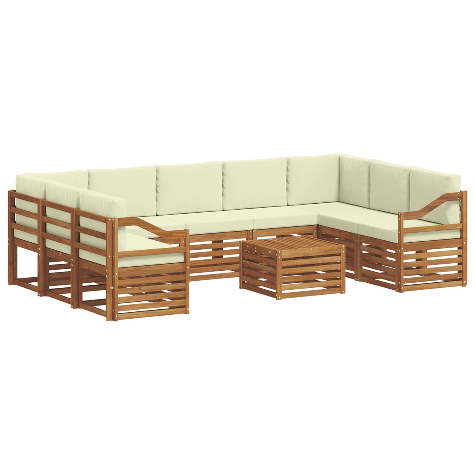 Sofagarnituren 10 pcs Natur und Creme Massivholz Akazie