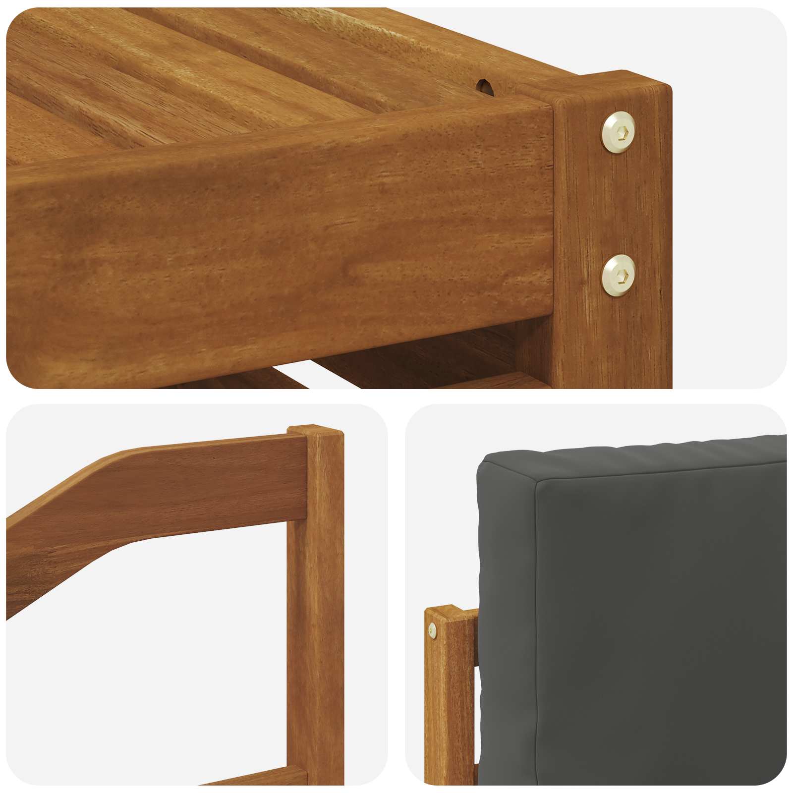Sofagarnituren 10 pcs Natur und Anthrazit Massivholz Akazie