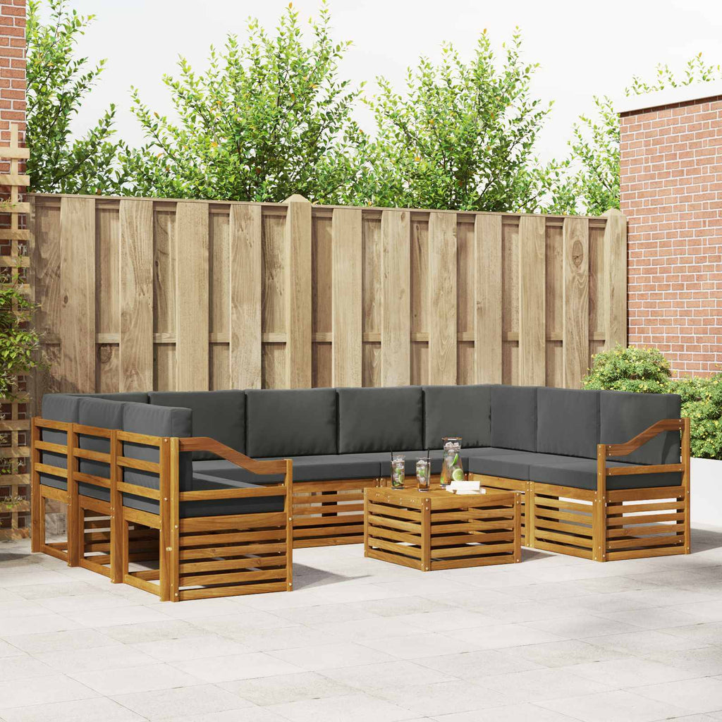 Sofagarnituren 10 pcs Natur und Anthrazit Massivholz Akazie