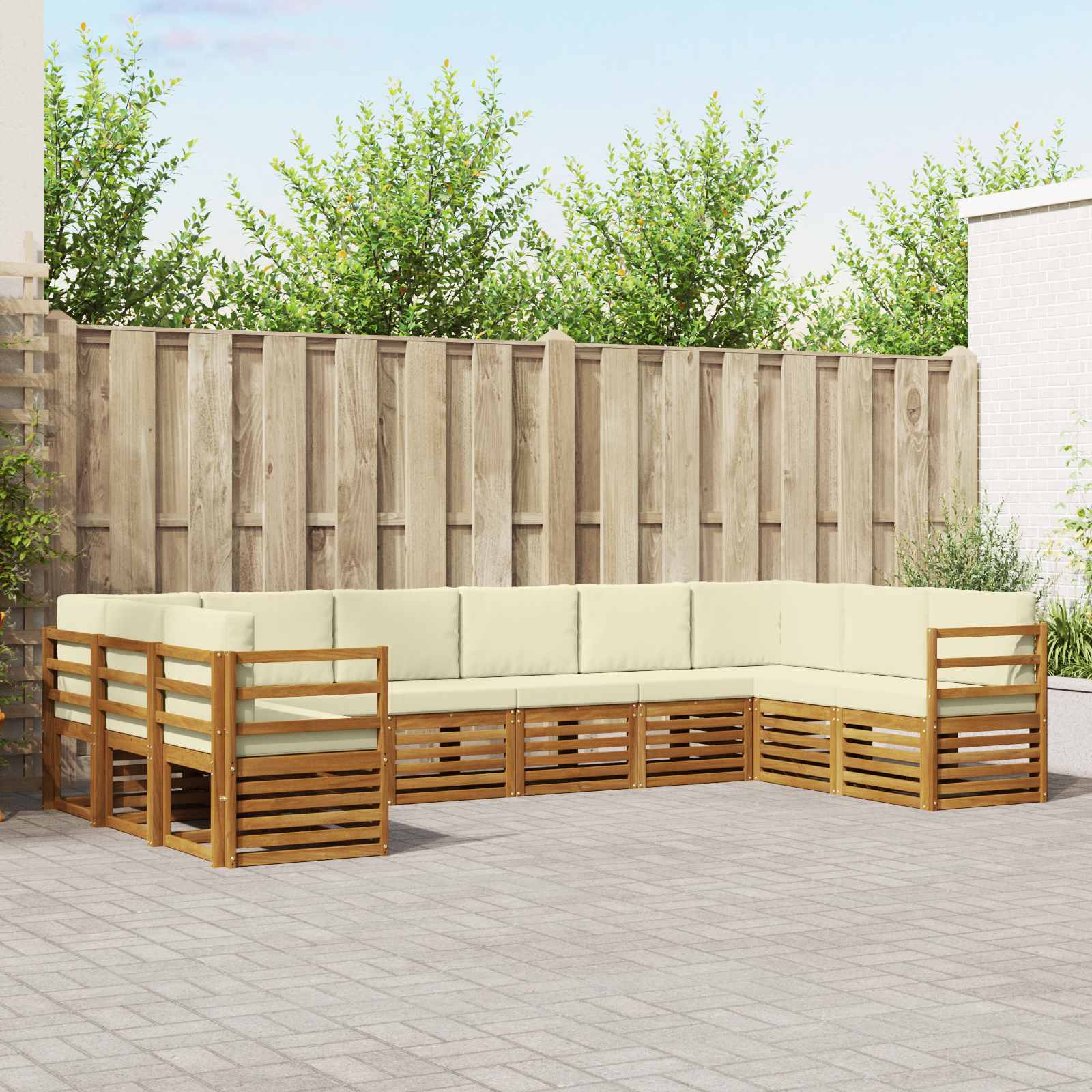 Ecksofa Set mit Kissen 10 pcs Natur und Creme