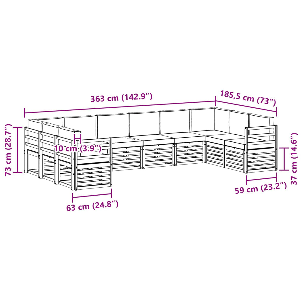Ecksofa Set mit Kissen 10 pcs Natürlich und Hellgrau