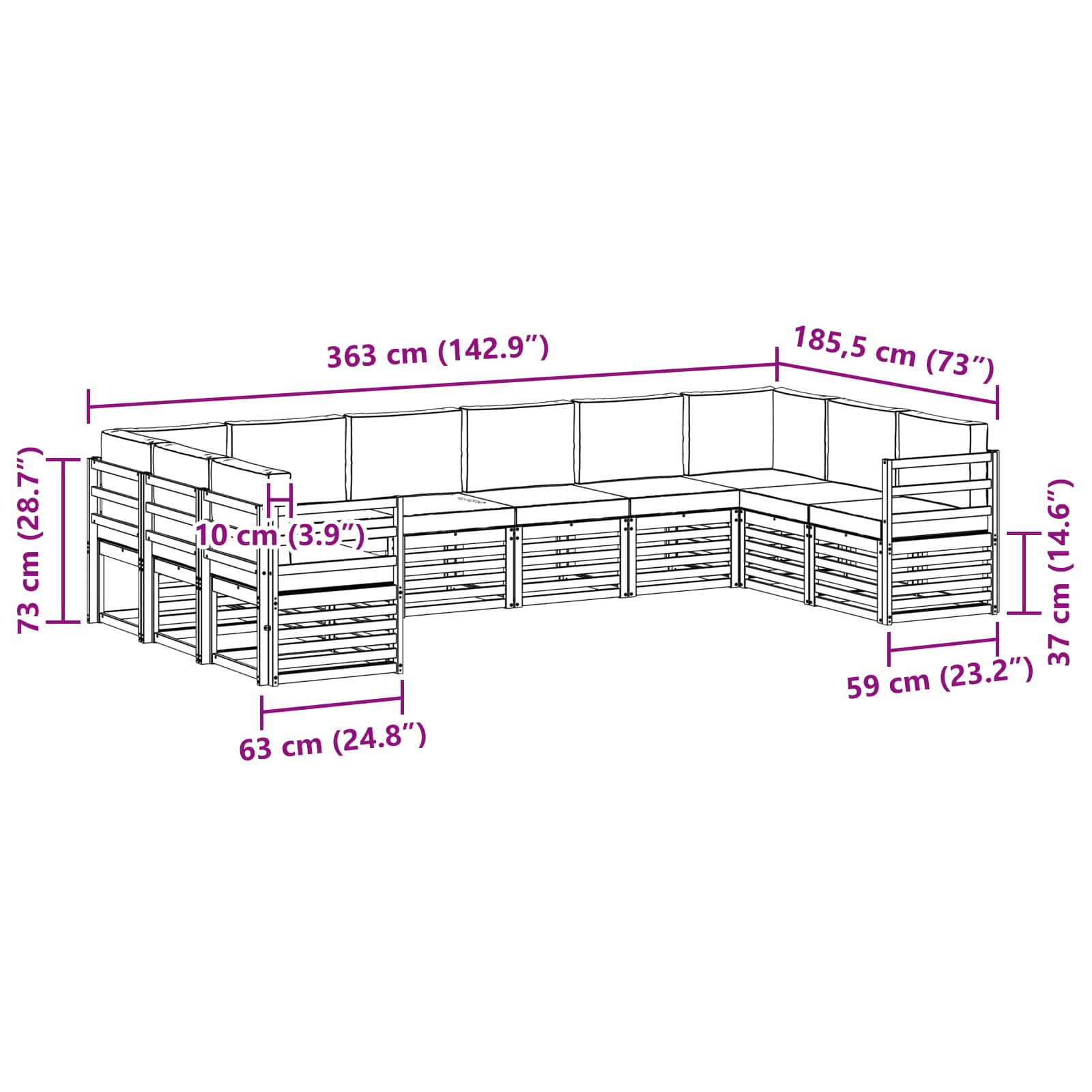Ecksofa Set mit Kissen 10 pcs Natürlich und Hellgrau