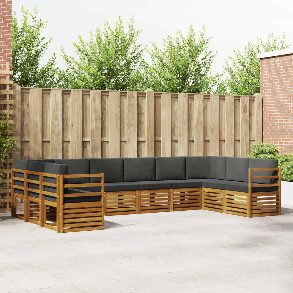 Ecksofa Set mit Kissen 10 pcs Natur und Anthrazit