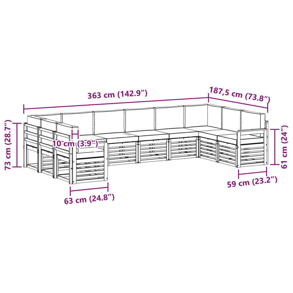 Ecksofa Set mit Kissen 10 pcs Natur und Anthrazit