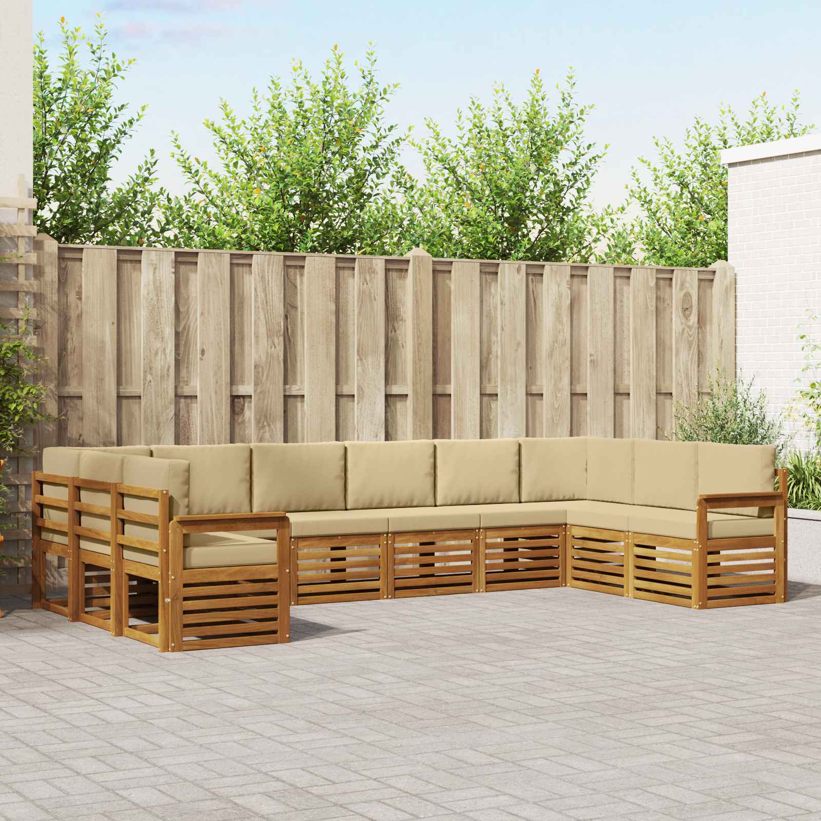 Ecksofa Set mit Kissen 10 pcs Natur und Beige
