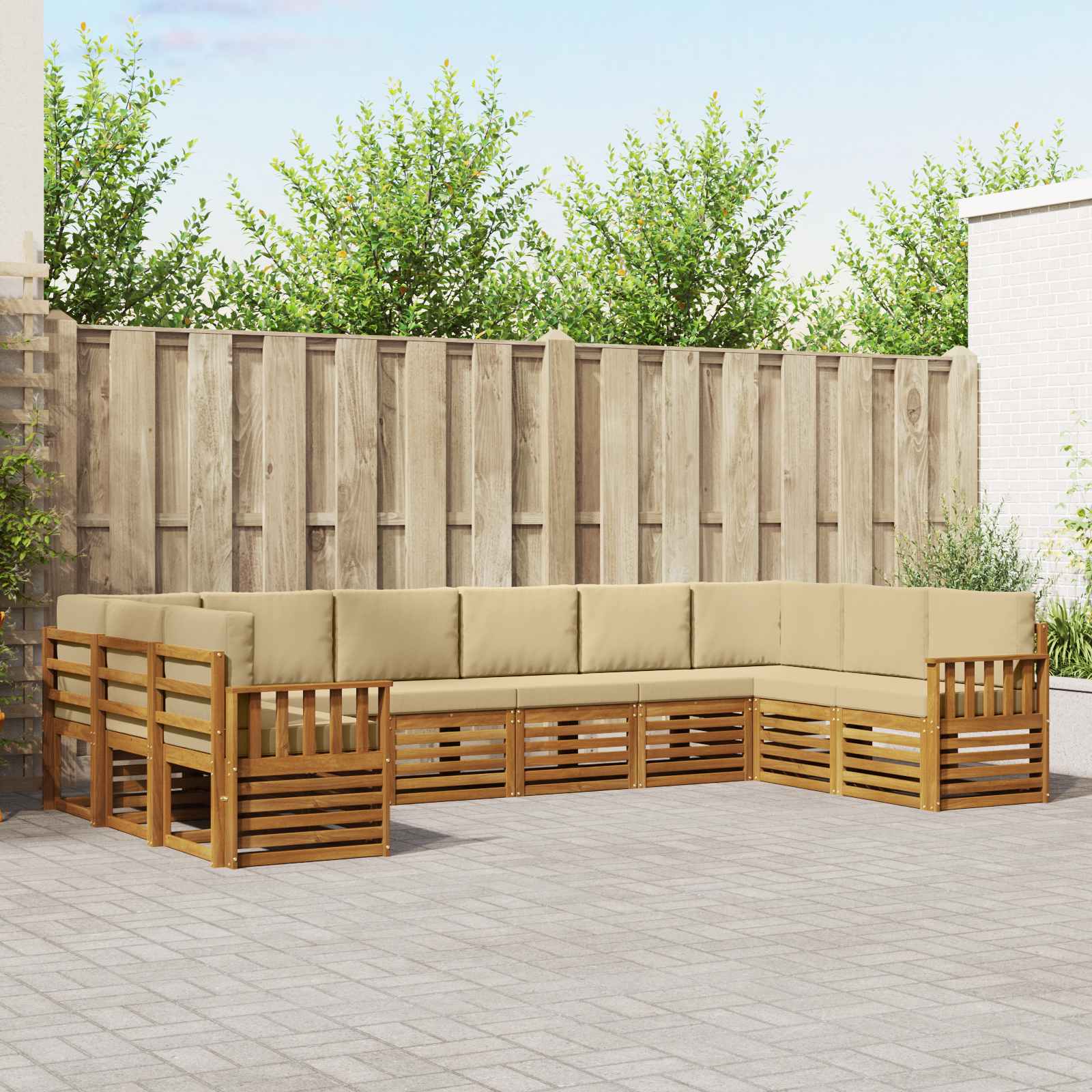 Ecksofa Set mit Kissen 10 pcs Natur und Beige