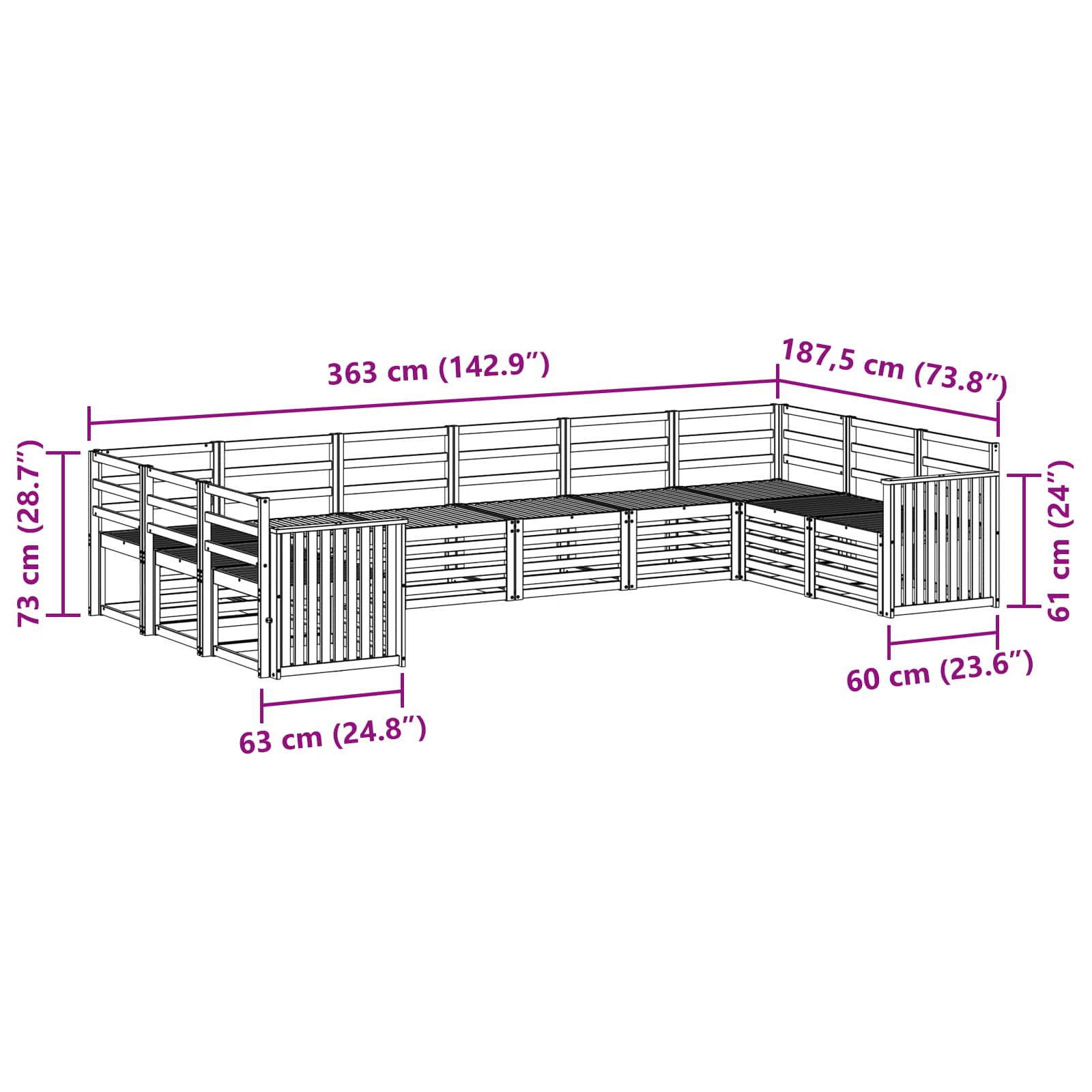 Ecksofa Set 10 pcs Natur