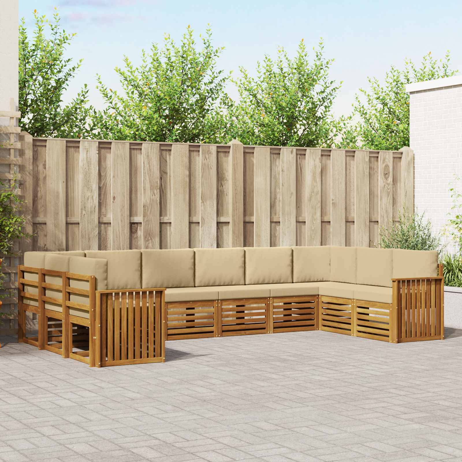 Ecksofa Set mit Kissen 10 pcs Natur und Beige