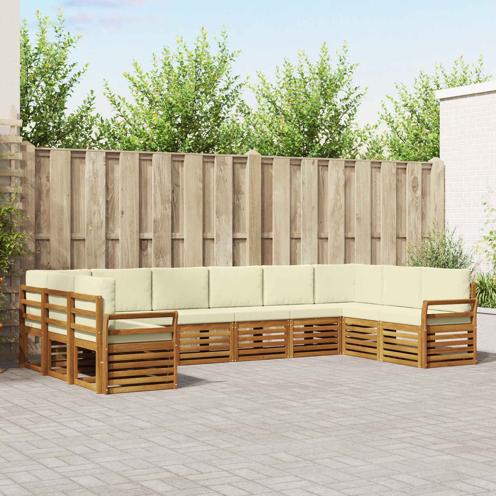 Ecksofa Set mit Kissen 10 pcs Natur und Creme