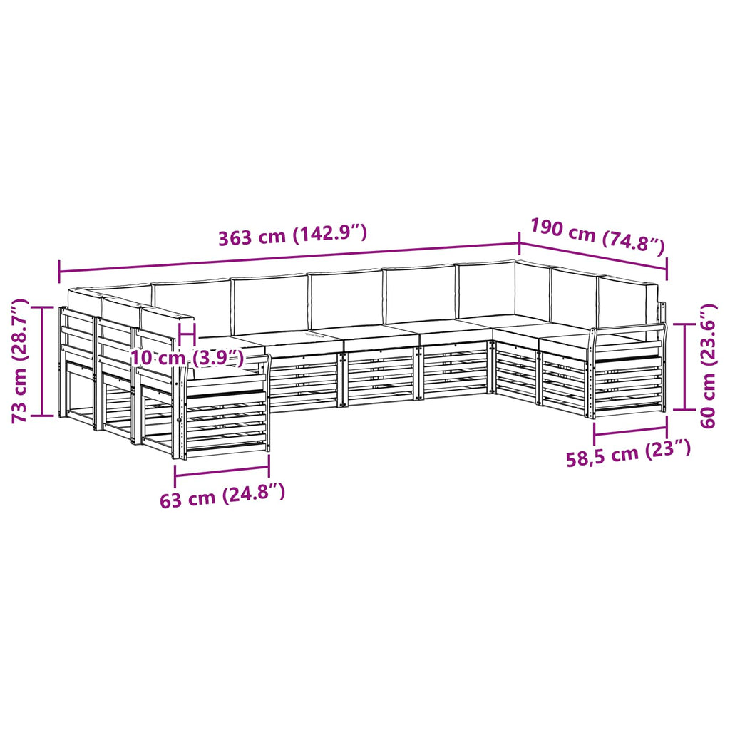 Ecksofa Set mit Kissen 10 pcs Natur und Creme