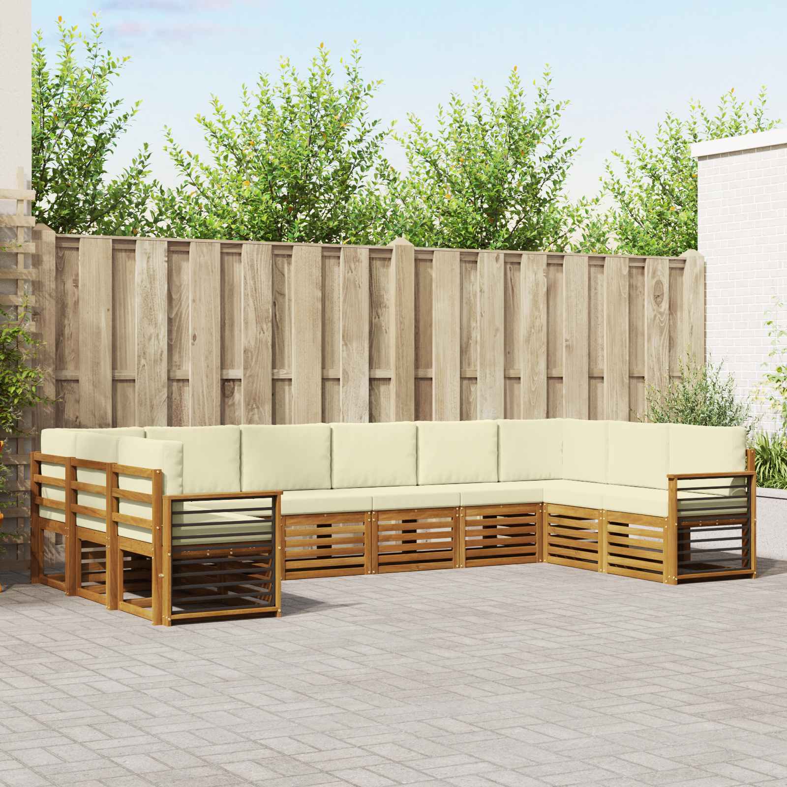 Ecksofa Set mit Kissen 10 pcs Natur und Creme
