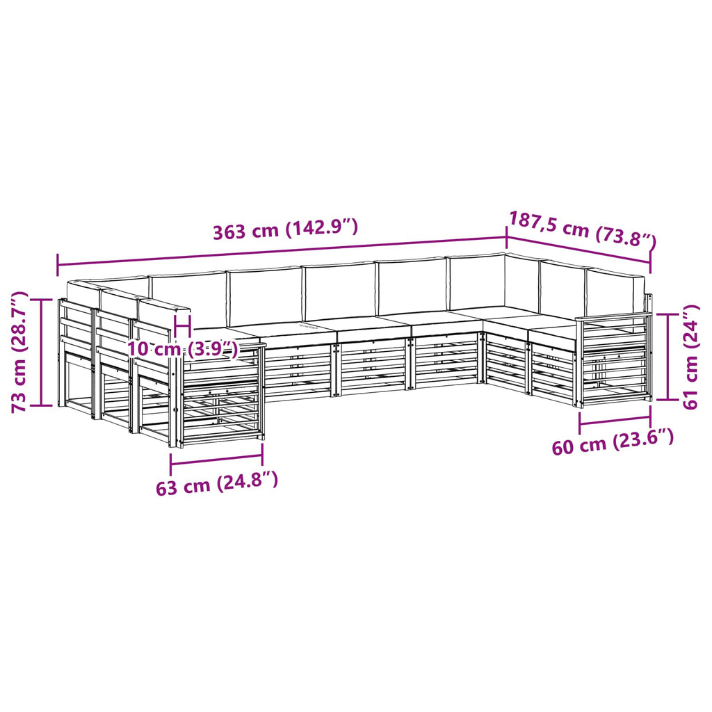 Ecksofa Set mit Kissen 10 pcs Natürlich und Hellgrau