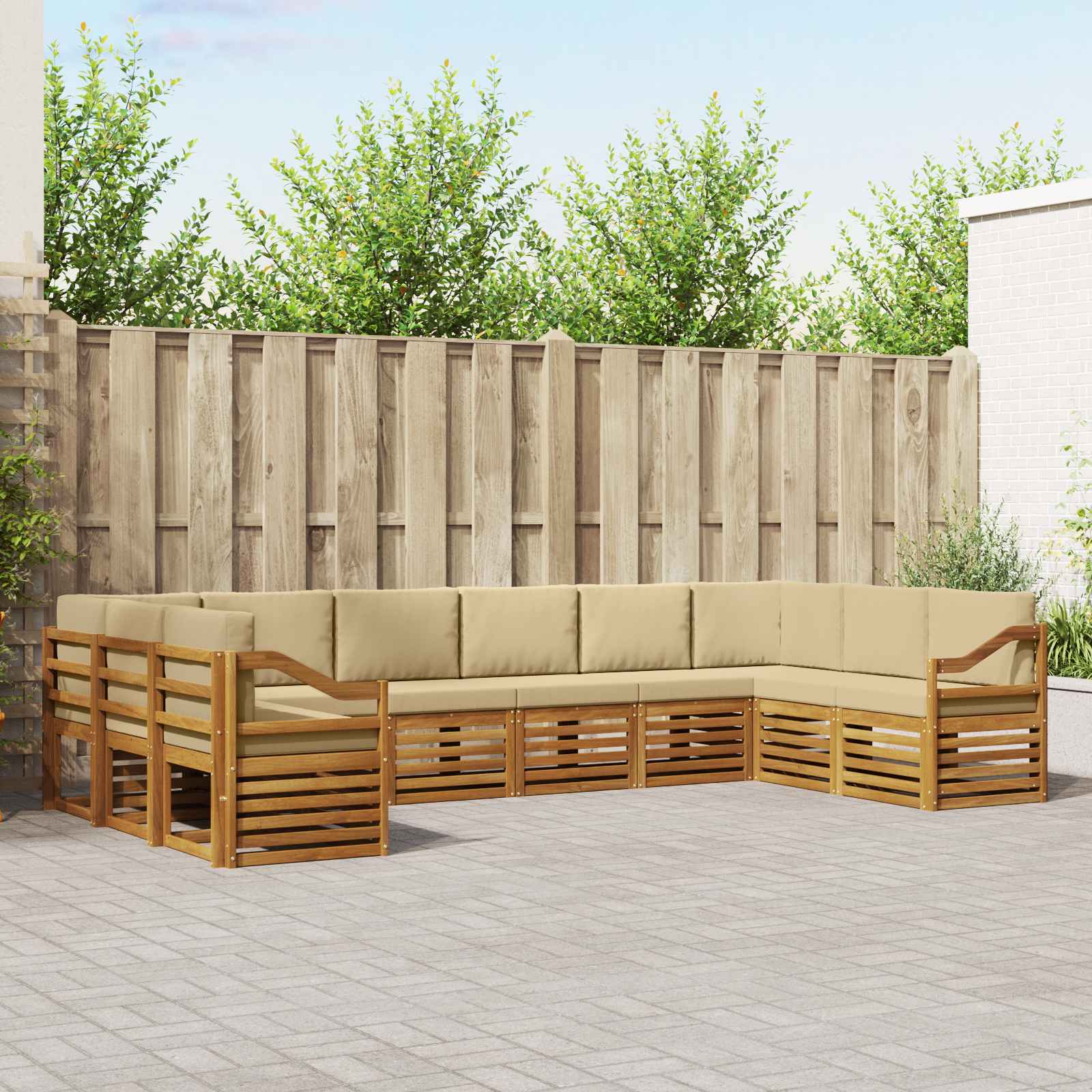 Ecksofa Set mit Kissen 10 pcs Natur und Beige