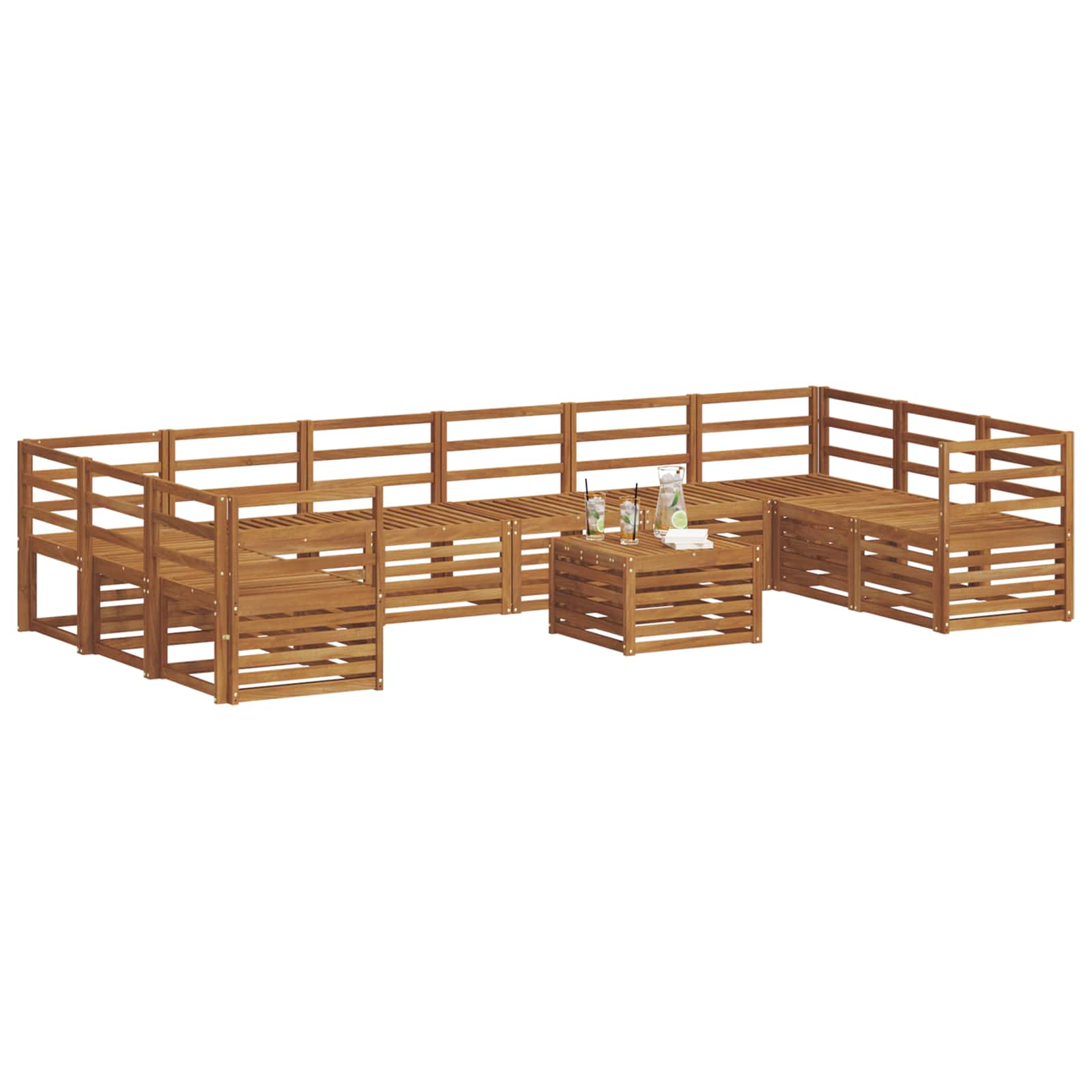 Outdoor-Sofagarnitur 11 pcs Natur Massivholz Akazie