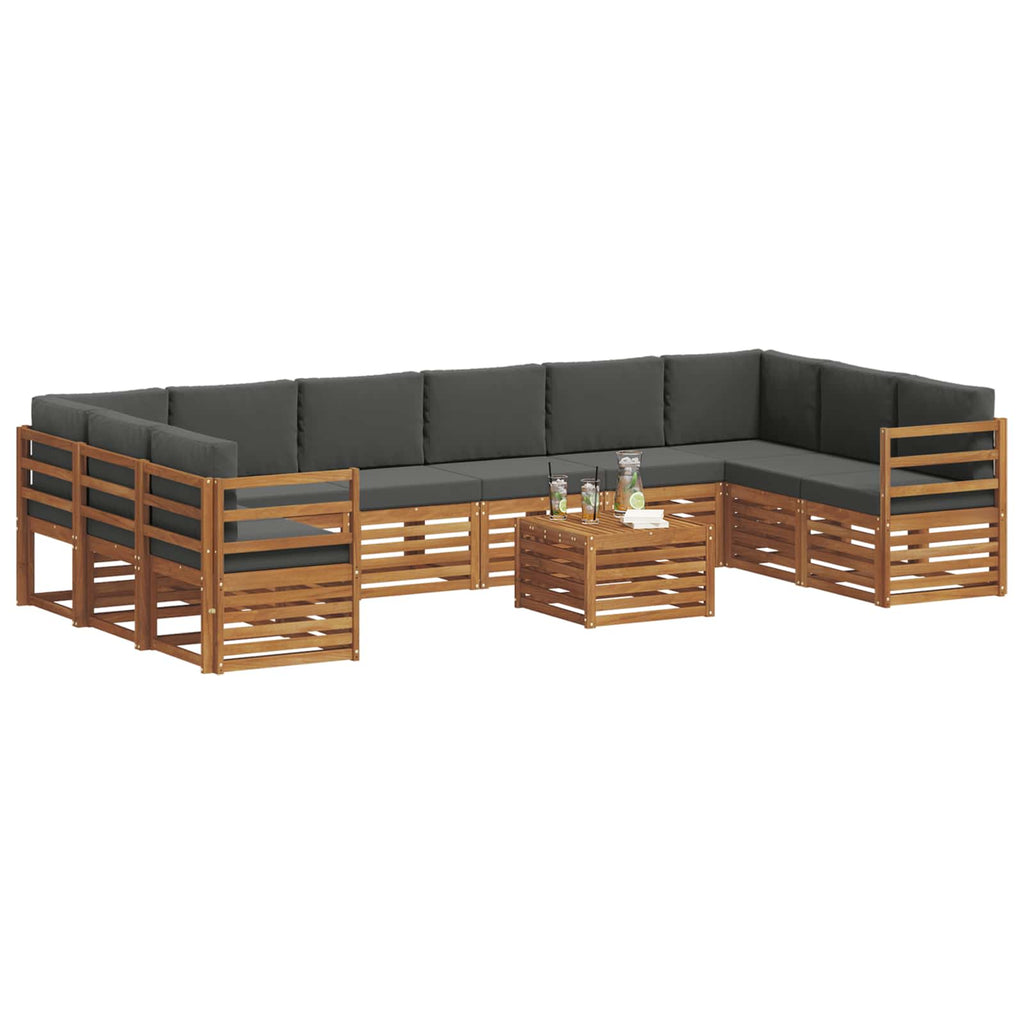 Outdoor-Sofagarnitur mit Kissen 11 pcs Natur und Anthrazit