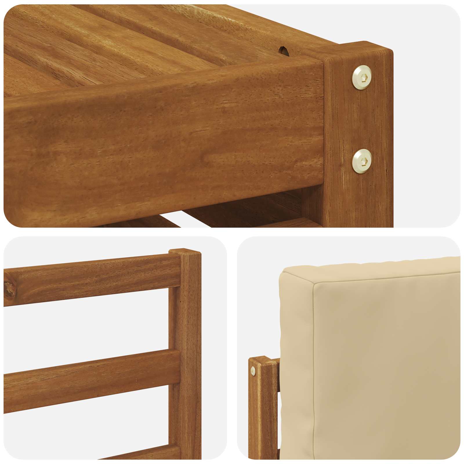Outdoor-Sofagarnitur 11 pcs Natur und Beige Massivholz Akazie