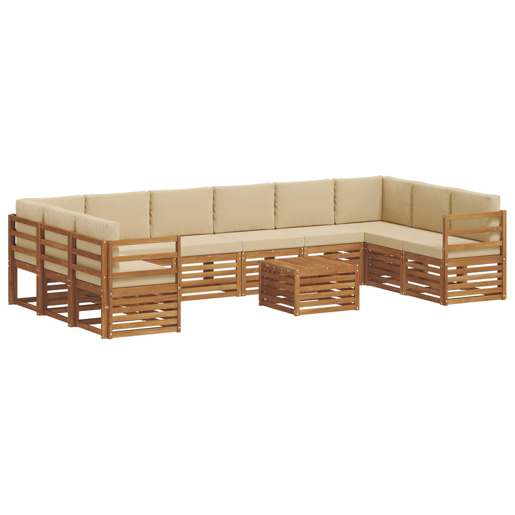 Outdoor-Sofagarnitur 11 pcs Natur und Beige Massivholz Akazie