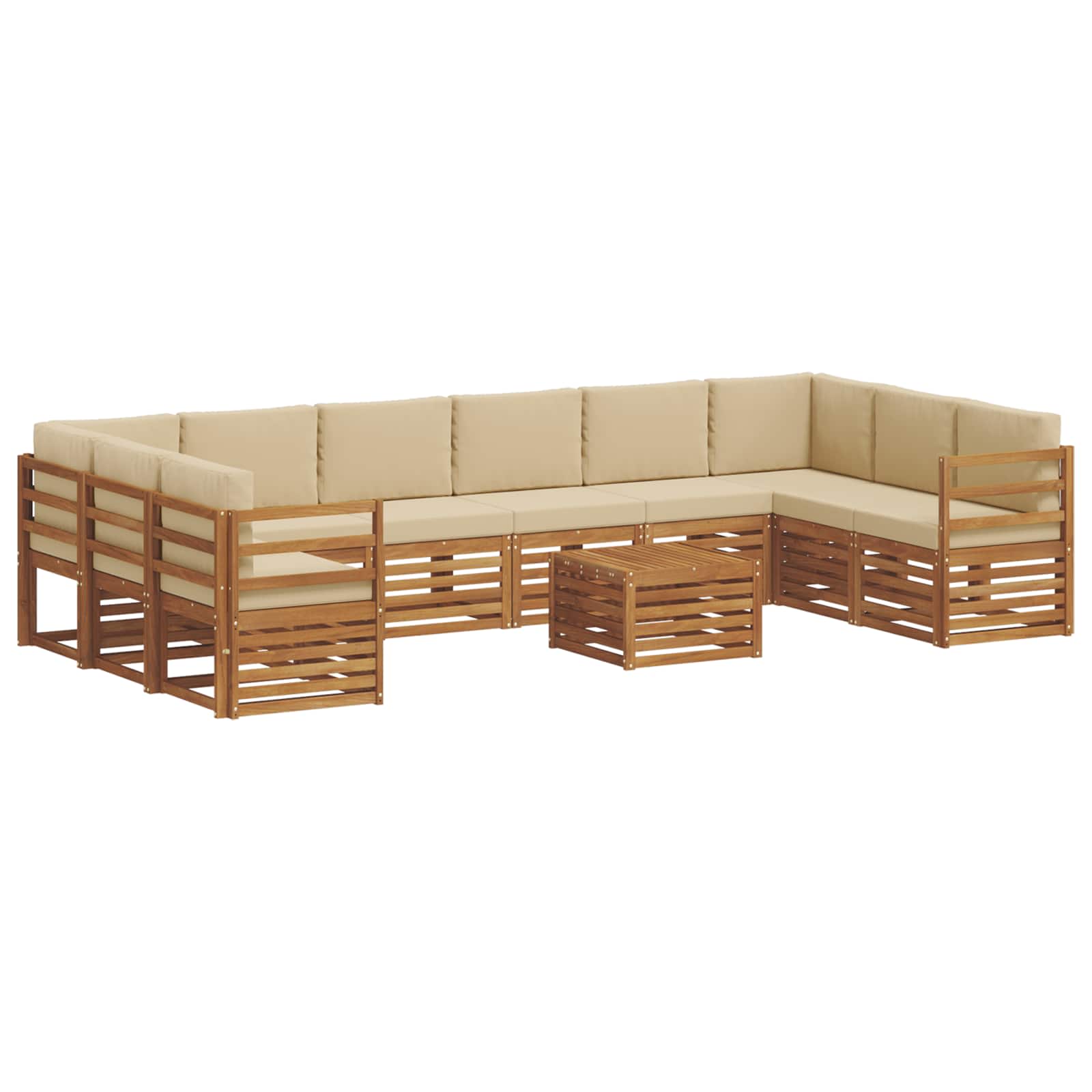 Outdoor-Sofagarnitur 11 pcs Natur und Beige Massivholz Akazie