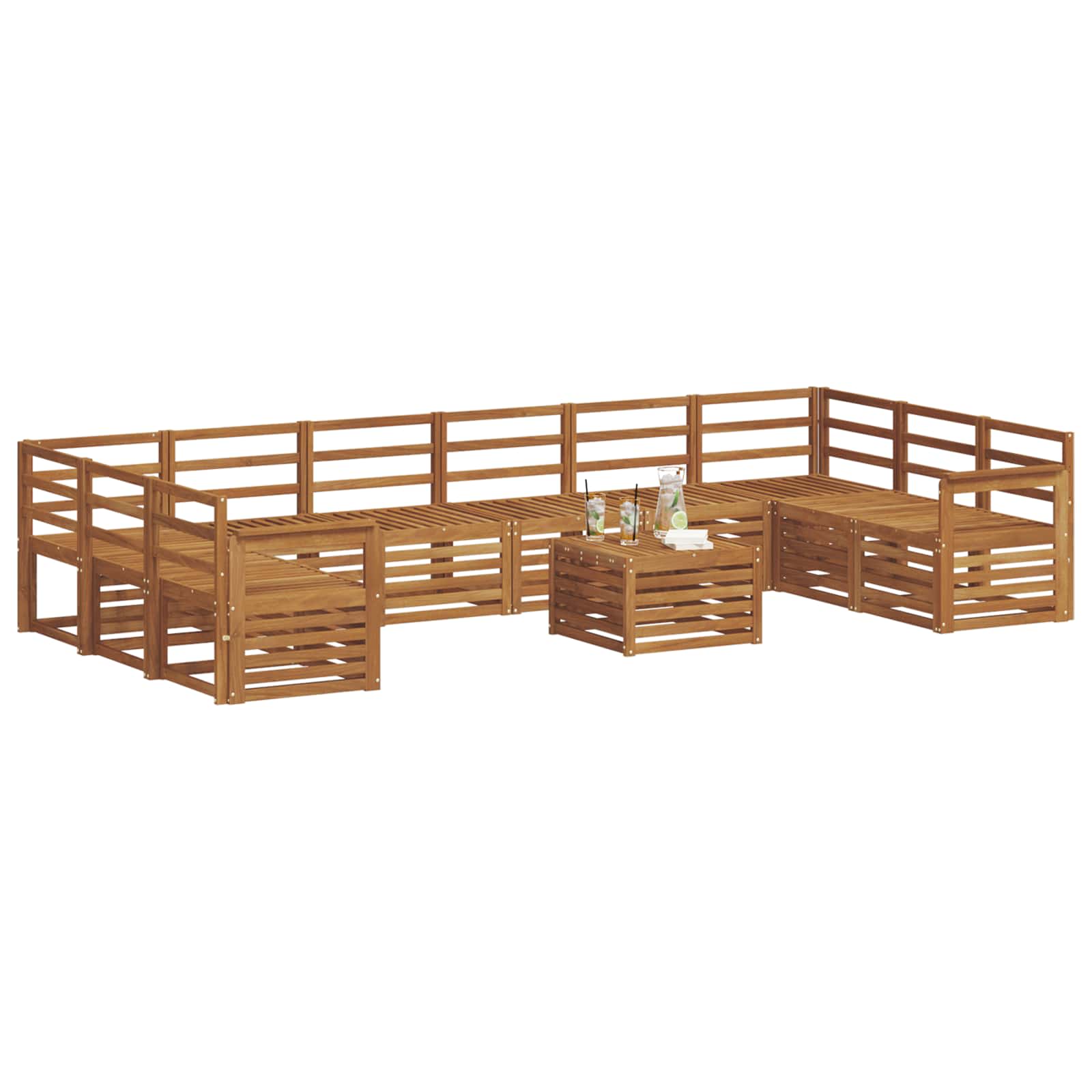 Outdoor-Sofagarnitur 11 pcs Natur Massivholz Akazie