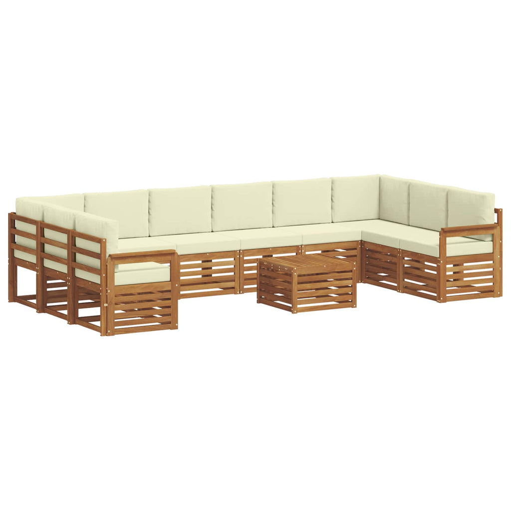 Outdoor-Sofagarnitur 11 pcs Natur und Creme Massivholz Akazie