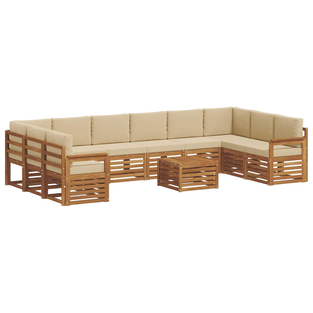 Outdoor-Sofagarnitur 11 pcs Natur und Beige Massivholz Akazie