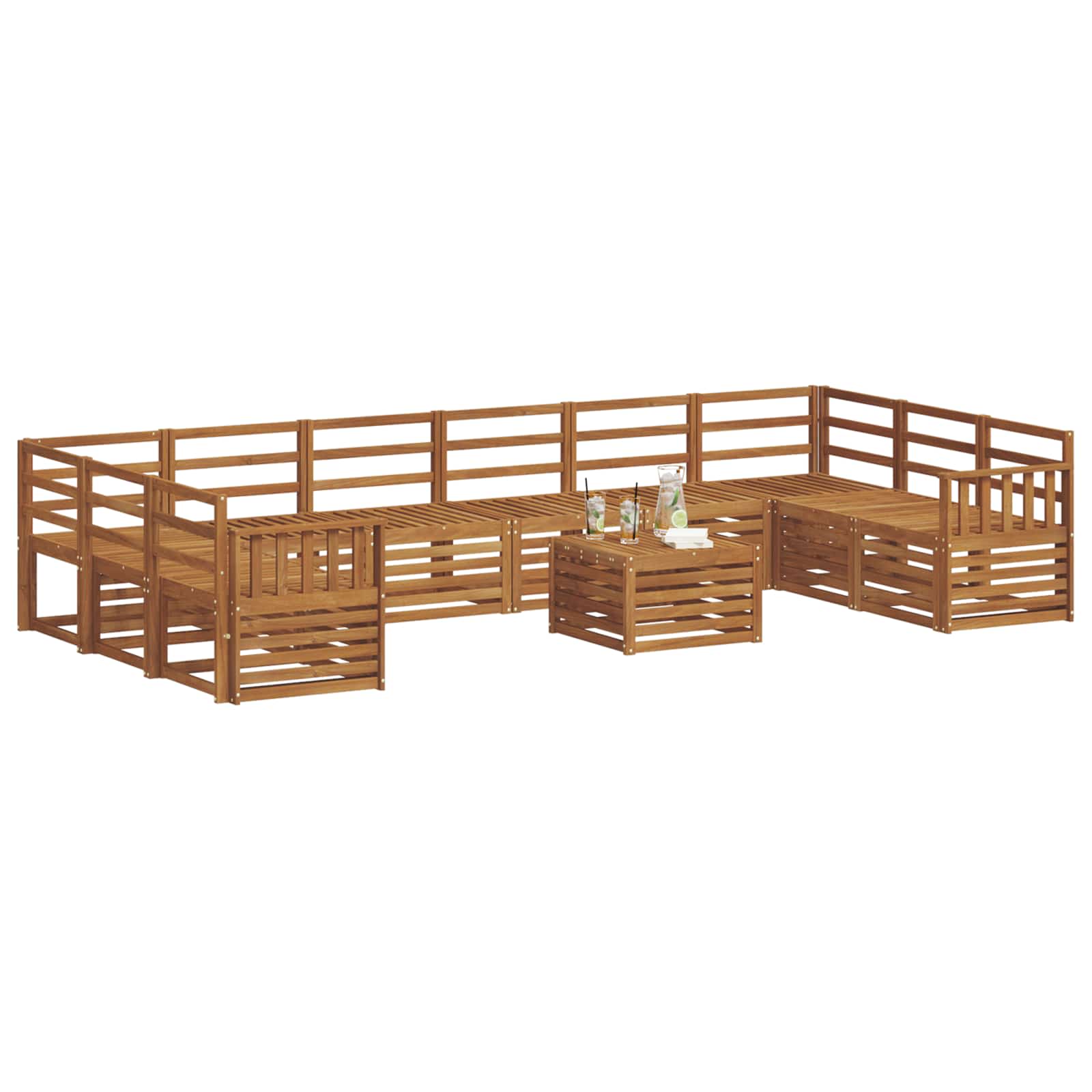 Outdoor-Sofagarnitur 11 pcs Natur Massivholz Akazie