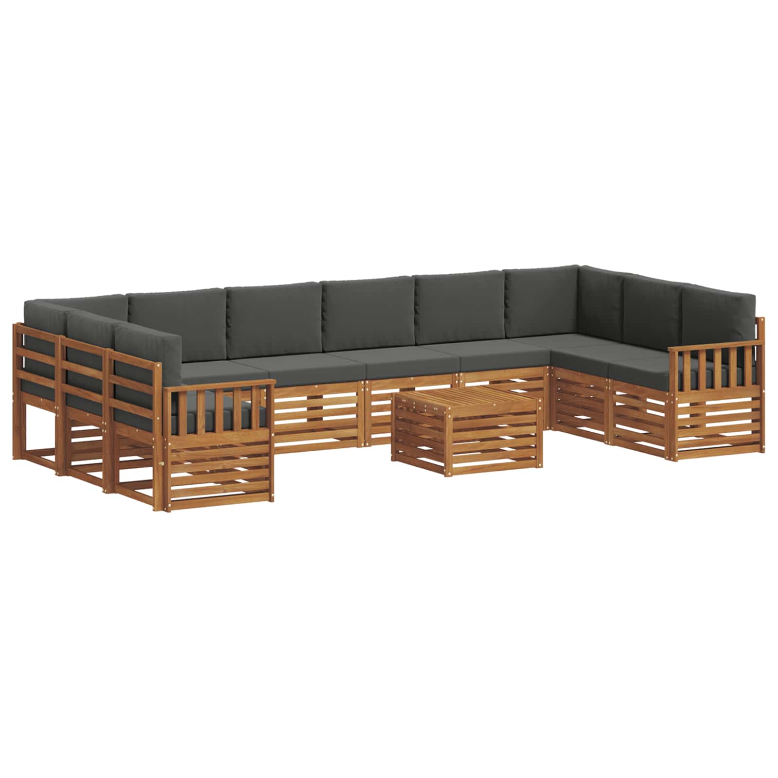 Outdoor-Sofagarnitur mit Kissen 11 pcs Natur und Anthrazit