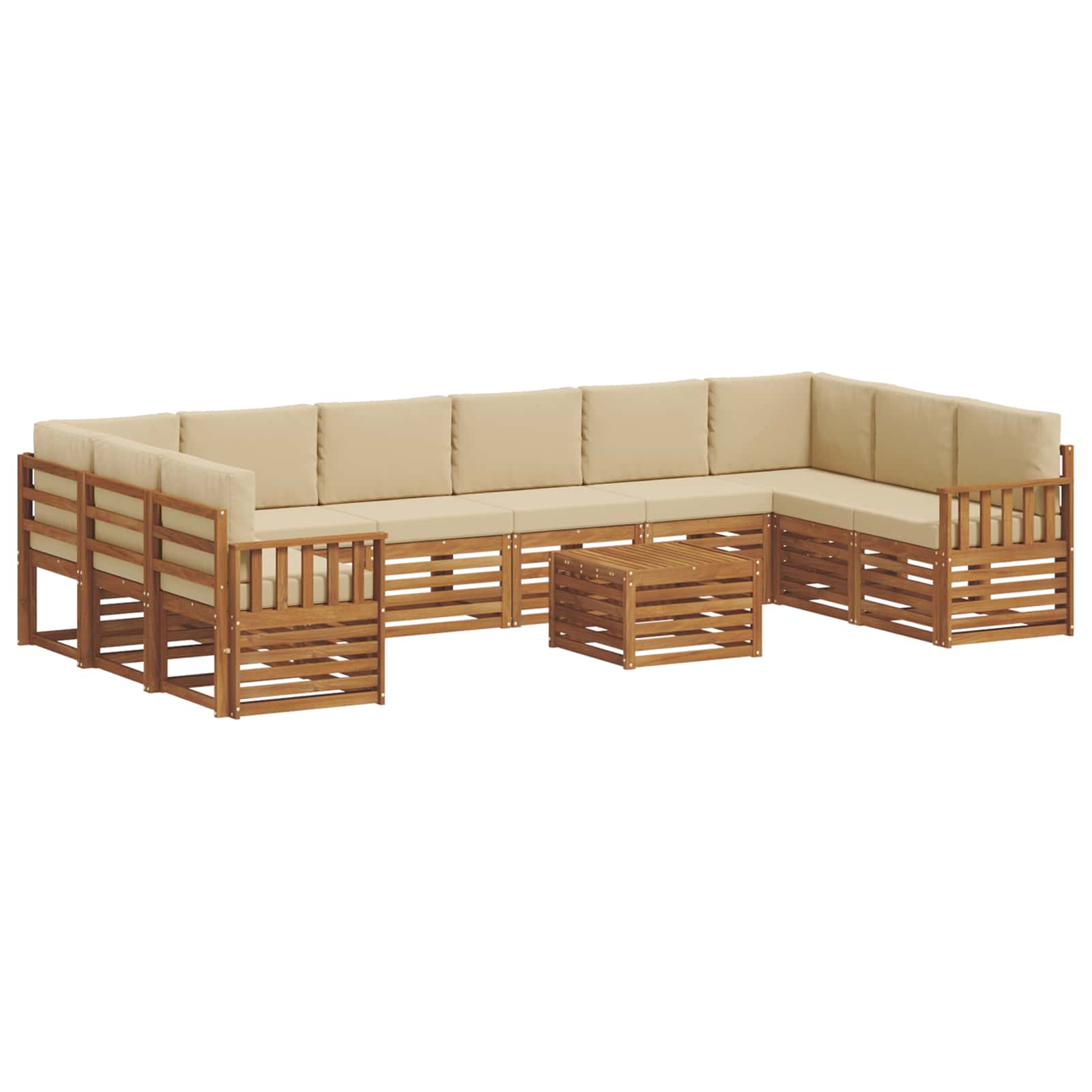 Outdoor-Sofagarnitur 11 pcs Natur und Beige Massivholz Akazie