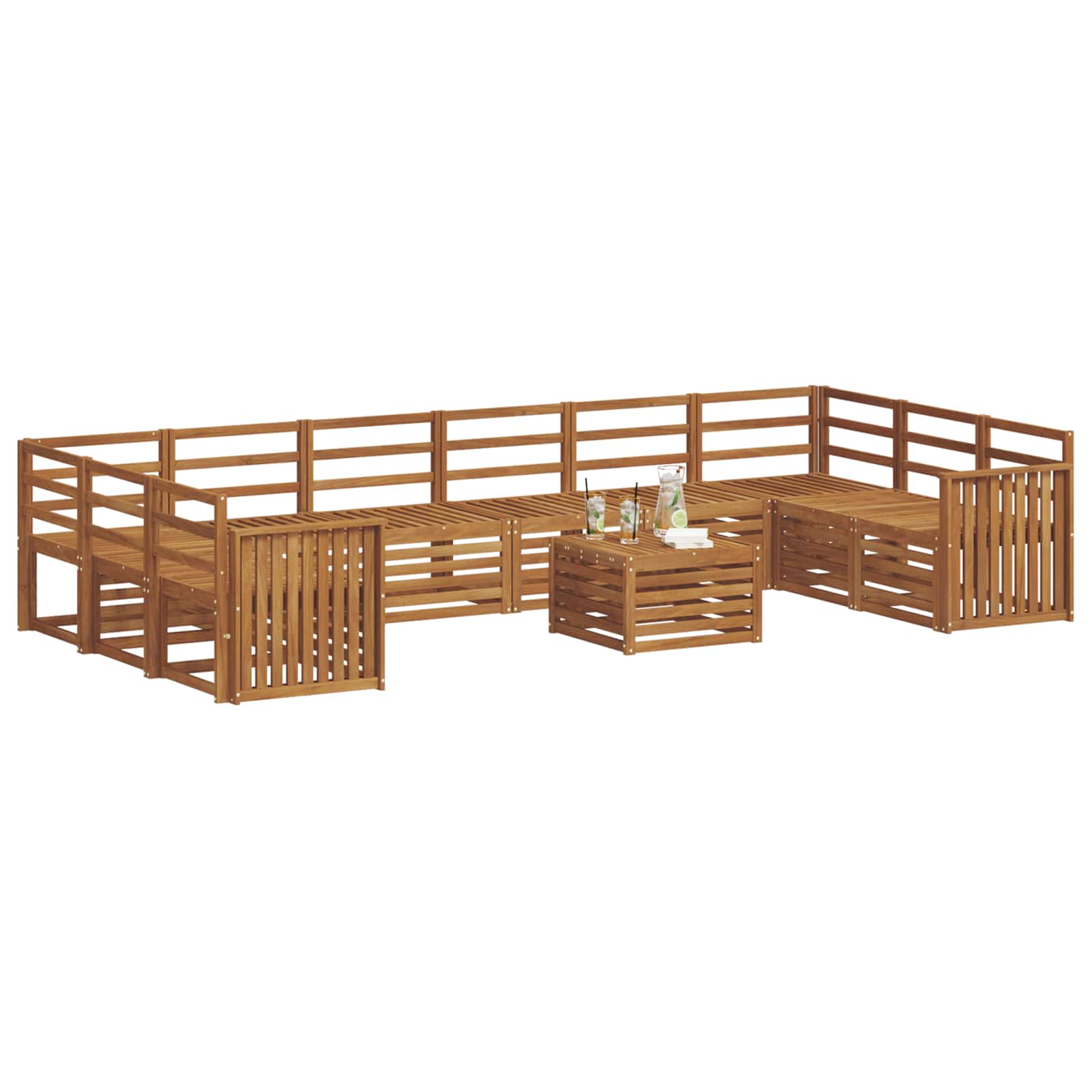 Outdoor-Sofagarnitur 11 pcs Natur Massivholz Akazie