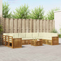 Outdoor-Sofagarnitur 11 pcs Natur und Creme Massivholz Akazie