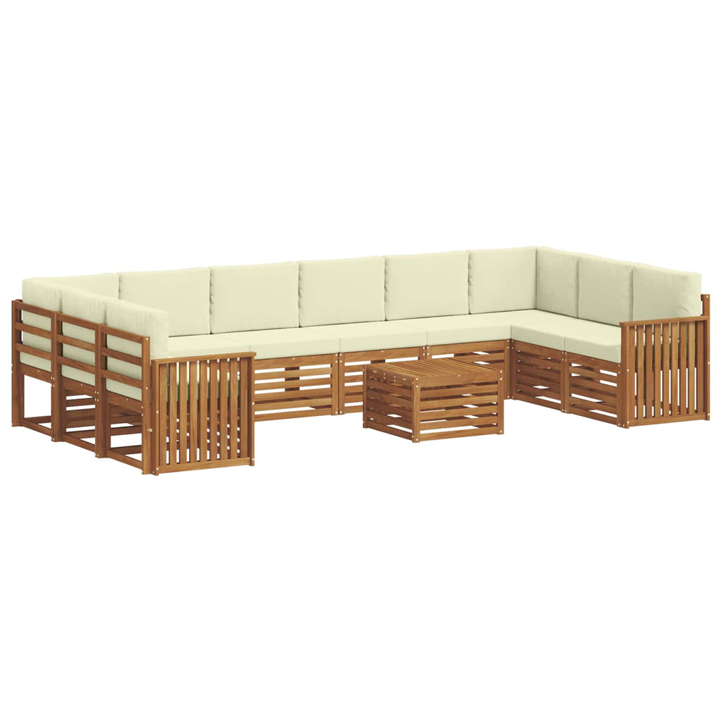 Outdoor-Sofagarnitur 11 pcs Natur und Creme Massivholz Akazie